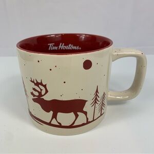 Tim Hortons Canada 2019 Collectible Holiday Coffee Mug Red Moose Elk Tea Cup